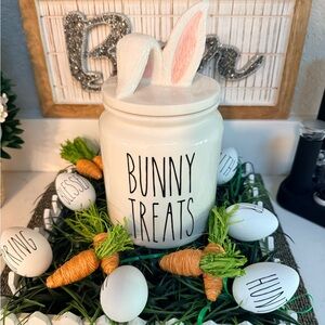 Rae Dunn Easter Bunny Treats Ceramic Canister - White with Pink Ears
